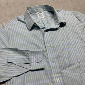 Brooks Brothers Dress Long Sleeve Button Shirt Mens 15 - 34 Blue Green Striped